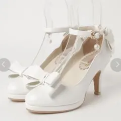 新品未使用　LODISPOTT レースアップリボンパンプス S ホワイト