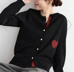完売品　vin ハート刺繍 ブラックニットカーディガン