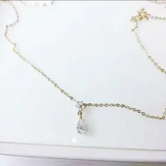 4℃ しずく型 イエローゴールド ネックレス
