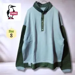 CHUMS ハリケーントップ スウェット S（実寸L相当）カーキ バイカラー