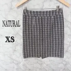 ナチュラルビューティーベーシック　ミニスカートネイビー[XS]ツイード　上品