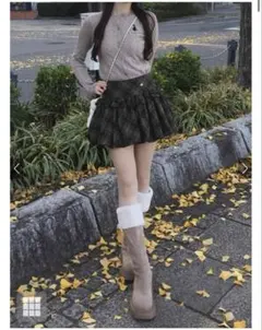 GRL インパン裏地付きチェック柄フリルバルーンミニスカート[ac2617]