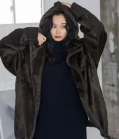 JEANASiS ファーフードブルゾン　カーキ