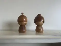 和風インテリア　民芸品　木製人形 二体セット こけし　昭和レトロ　アンティーク