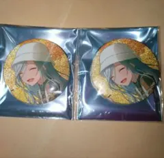 プロセカ　日野森雫　モモジャン　グリッター缶バッジ47C 2個　ステッカー2枚