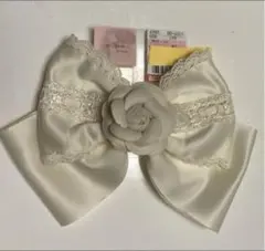 新品　しまむら 青木美沙子 リボン バレッタ レース お花 ヘアクリップ　白のサムネイル
