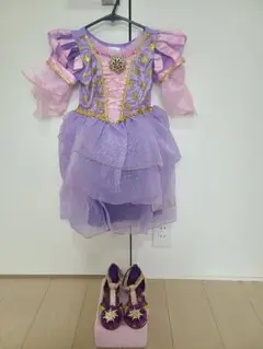 ディズニー公式ドレス　ラプンツェル 靴 100 110 ドレス＆靴セット