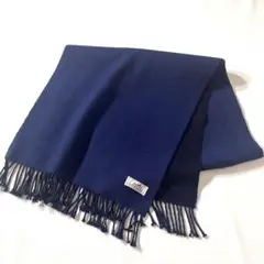 【美品】HERMES/エルメス マフラー ロゴ刺繍 2WAY ブルー×ネイビー