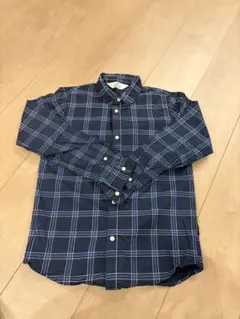 H&M 長袖シャツ チェック ネイビー　140