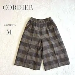 美品✨【コルディア】チェック柄 毛 ワイドパンツ ガチョウパンツ ハンドメイド