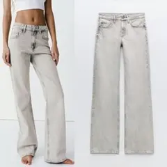 ZARA・TRF WIDE-LEGミッドライズFULL LENGTHデニムパンツ