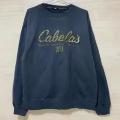 Cabelas カベラス トレーナー XL スウェット 刺繍 古着 紺 グレー