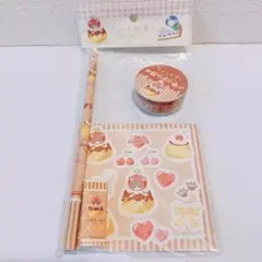 【各柄限定1点】 しゅくれずぅ4点文具セット&同柄マステ1個 PU