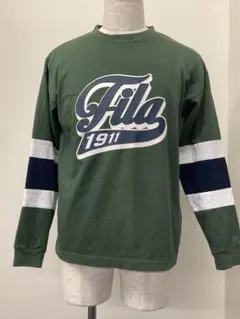 FILA 長袖Tシャツ　サイズM オリーブグリーン　　　カレッジ風　美品