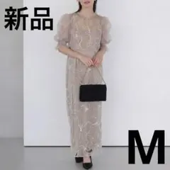 新品✨シャイニーマルチドレス ボレロ付 オケージョン 結婚式 ピンクベージュ Mのサムネイル