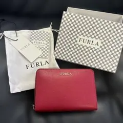 【美品】FURLA フルラ 赤 レッド 二つ折り財布 バビロン シリーズ