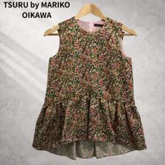 ツルバイマリコオイカワ　花柄チュニック　美品　フリーサイズ　リボン付 可愛い