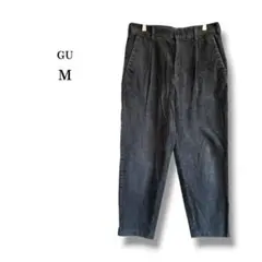 完売品【GU】メンズ　コーデュロイワイドイージーパンツ　テーパード　ブラック　M