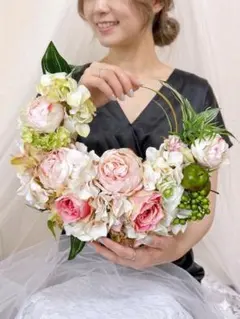 ウェディングブーケ フープブーケ　前撮り　アーティフィシャルフラワー