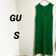 【GU ジーユー】マルチウェイワンピース ノースリーブ Vネック 緑 S 春のサムネイル