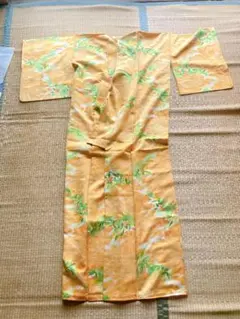 高級　オレンジ　花柄　着物　レディース　リメイク