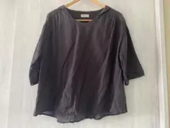 Samantha Mos2 ダークグレー Vネック 五分袖トップス