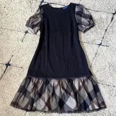 【美品✨】ブルーレーベルクレストブリッジ　切替ワンピース　チュール　チェック S