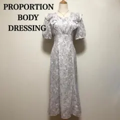 プロポーションボディドレッシング 小花柄シースルーロングワンピース M フリル