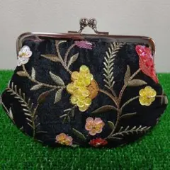 親子がま口財布ハンドメイド❣️インド刺繍生地☘️スパンコール刺繍