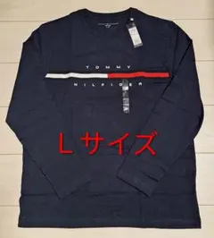 トミーヒルフィガー ロゴ ロングスリーブ Tシャツ クルーネック ネイビー 長袖