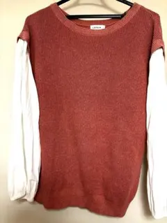 オレンジニット バルーンスリーブ トップス