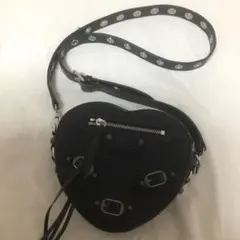 QOOZA クーザ ハート型ショルダーバッグ 地雷系 サブカル系 ブラック 黒