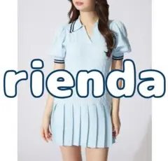 rienda ニット ミニ ワンピース 半袖 リエンダ 水色 リエンダ プリーツ