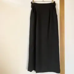 レトロ古着 ロングスカート ブラック 一部ベルト付き