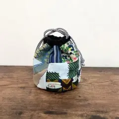 ミナペルホネン mina ハンドメイド 【巾着/ブルーミックス】 はぎれ