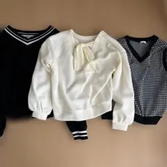 ハニーズCOLZA セーターベスト Mサイズ 3点セット（白・黒・チェック）