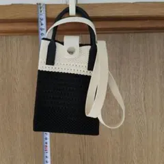 バイカラー ニット スマホショルダーバッグ