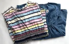 女の子 130 ワンピース 2枚セット GAP ボーダー&conoco デニム風