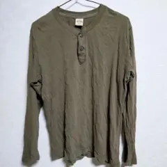 old UNIQLO 希少 ヘンリーネック 長袖 ロンt UNIQLO カーキ