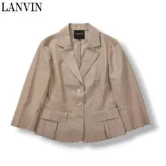 【高級】 ランバン LANVIN シルク混 シングルジャケット 38 ベージュ♪