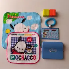 ポチャコ　セット　ハンカチ2　はんこセット　計算機　髪留め　キティ＆ポチャコ箱
