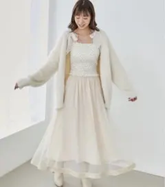 MAJESTIC LEGON 裾ベロア　チュールスカート　ロングスカート