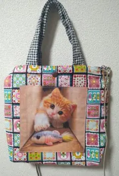猫ハンドバッグ　猫ショルダーバッグ　猫柄バッグ　猫マイバック　ねこバッグ　猫