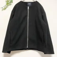 ビームスハート【S】ノーカラーメルトンジャケットコート ジップアップ 秋冬 極暖