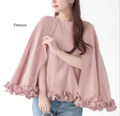 fitmore フィットモア　裾フリルケープブラウス　ピンクのサムネイル