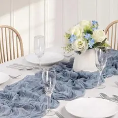 ウェルカムスペース　くすみブルー　結婚式　ウェディング　前撮り　テーブルクロス