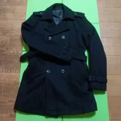 ダークブルー ウール混合 ピーコート
