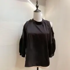 良品 オフショルダー ブラック プルオーバー ブラウス 長袖