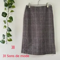 トランテアンソンドゥモード ひざ丈 タイトスカート チェック柄 1038