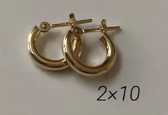 K18 フープピアス 2×10mm ゴールド